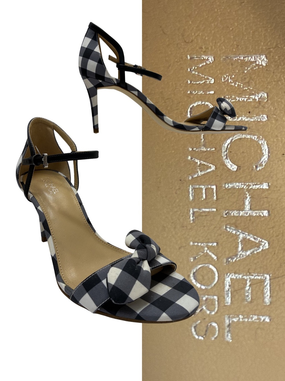 MICHAEL KORS Gingham Navy pumps 7.5